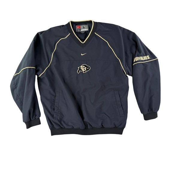 Colorado Buffaloes Pullover Jacket Mens L Black Nike Team Gold NCAA Y2K - Picture 1 of 9